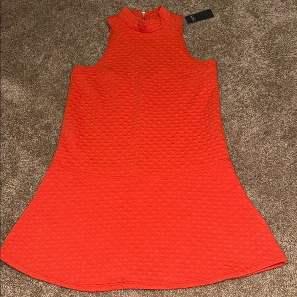 Abercrombie & Fitch Orange A-Line Mini Dress Sleeveless Mock Neck - Small - NWT - Picture 1 of 6